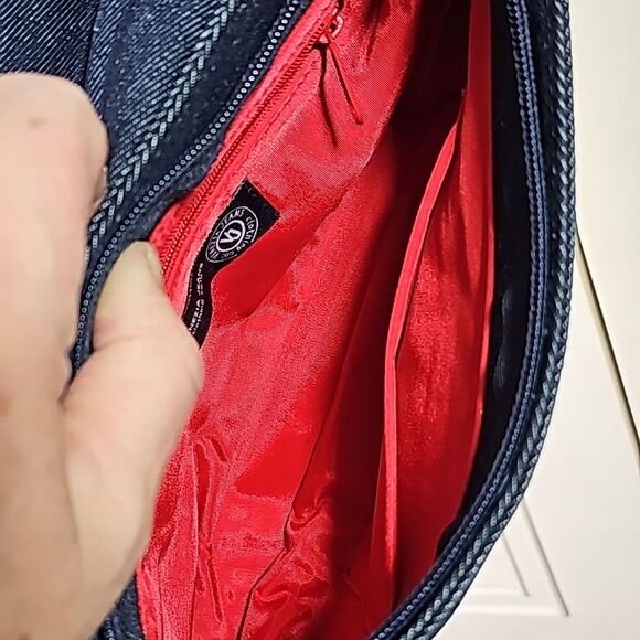 Denim Shoulder Bag by Venezia Jeans Blue Silvertone Hardware zip closure & snap - Picture 7 of 9